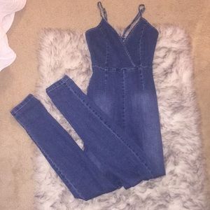 Blue denim jumpsuit